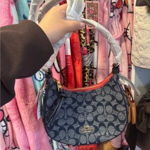 Coach Signature Canvas Small Hobo Bag in Blue